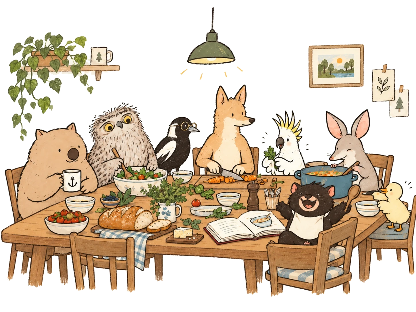 The family in the kitchen